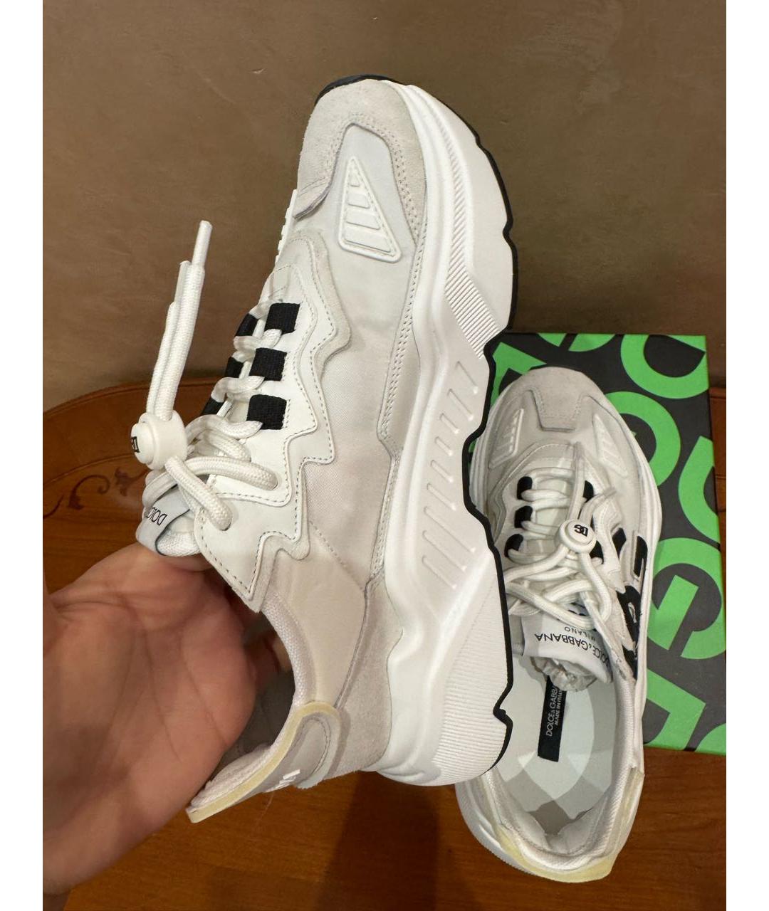 DOLCE&GABBANA Бежевые кожаные кроссовки, фото 6