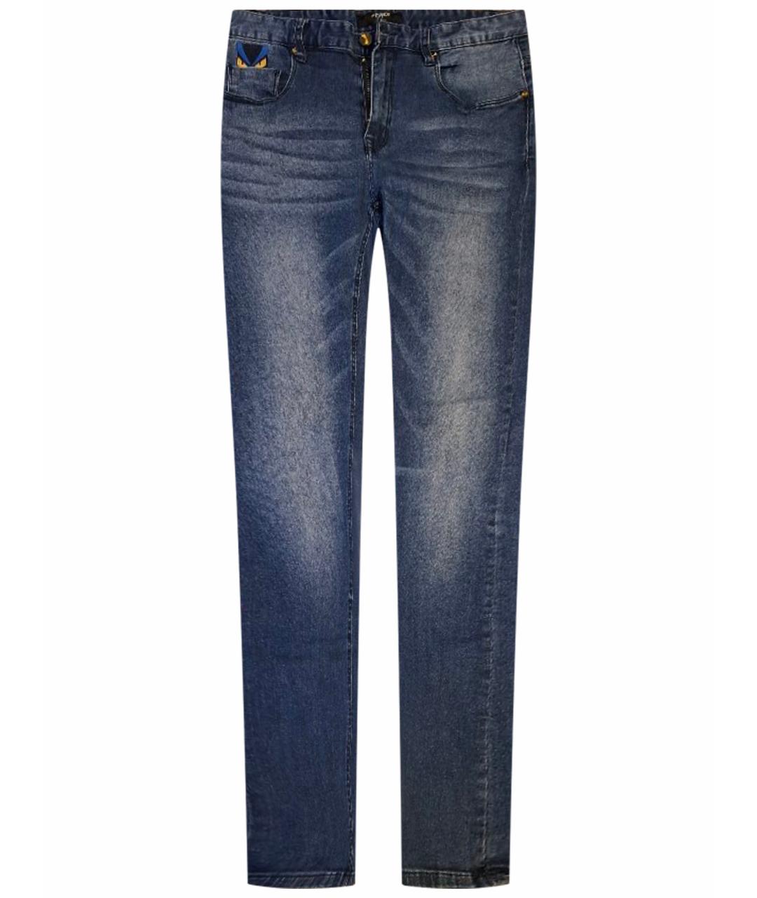 FENDI Синие хлопковые джинсы скинни, фото 1