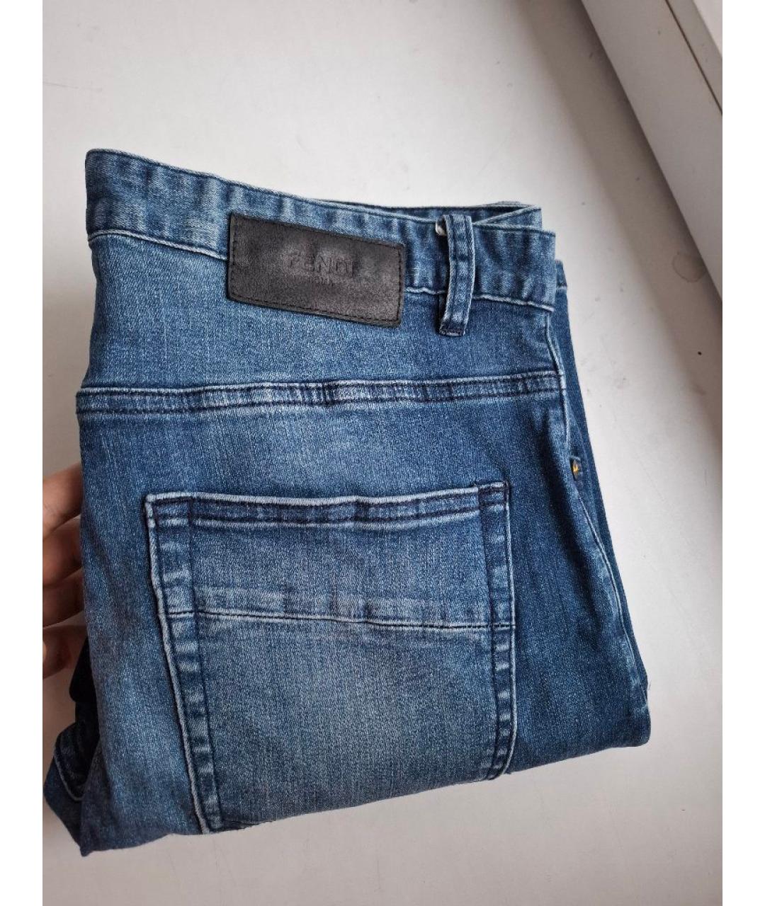 FENDI Синие хлопковые джинсы скинни, фото 3