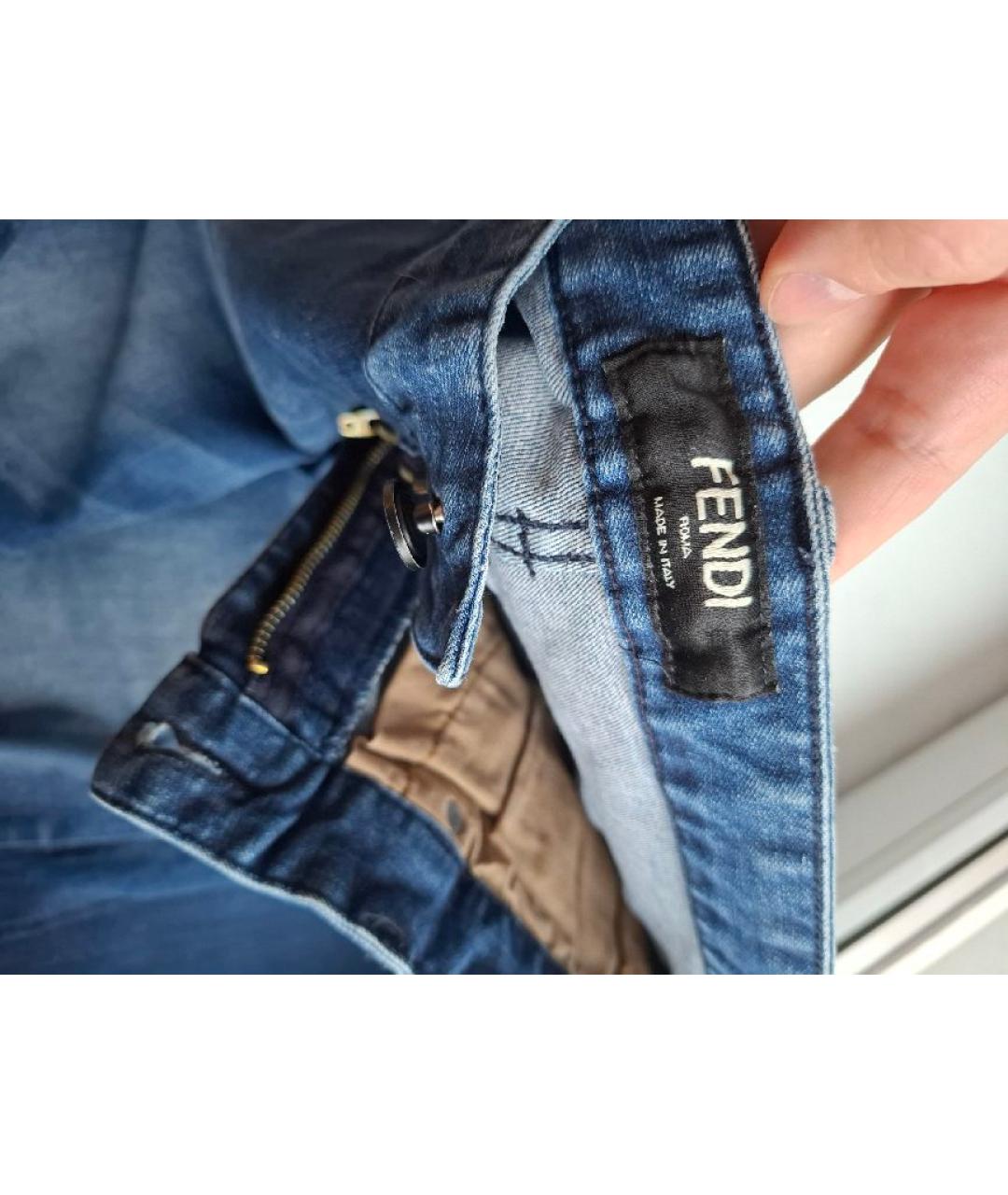 FENDI Синие хлопковые джинсы скинни, фото 4