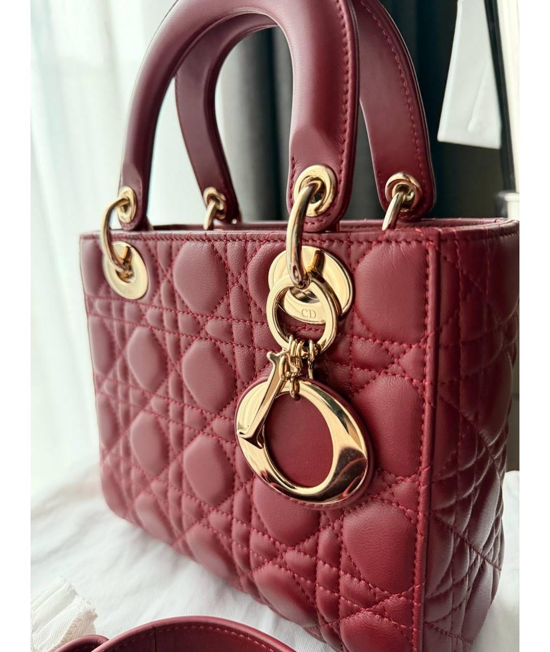 CHRISTIAN DIOR Бордовая кожаная сумка через плечо, фото 4