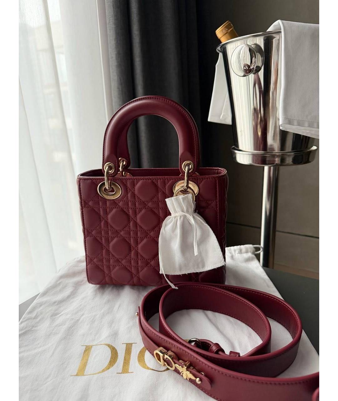 CHRISTIAN DIOR Бордовая кожаная сумка через плечо, фото 3