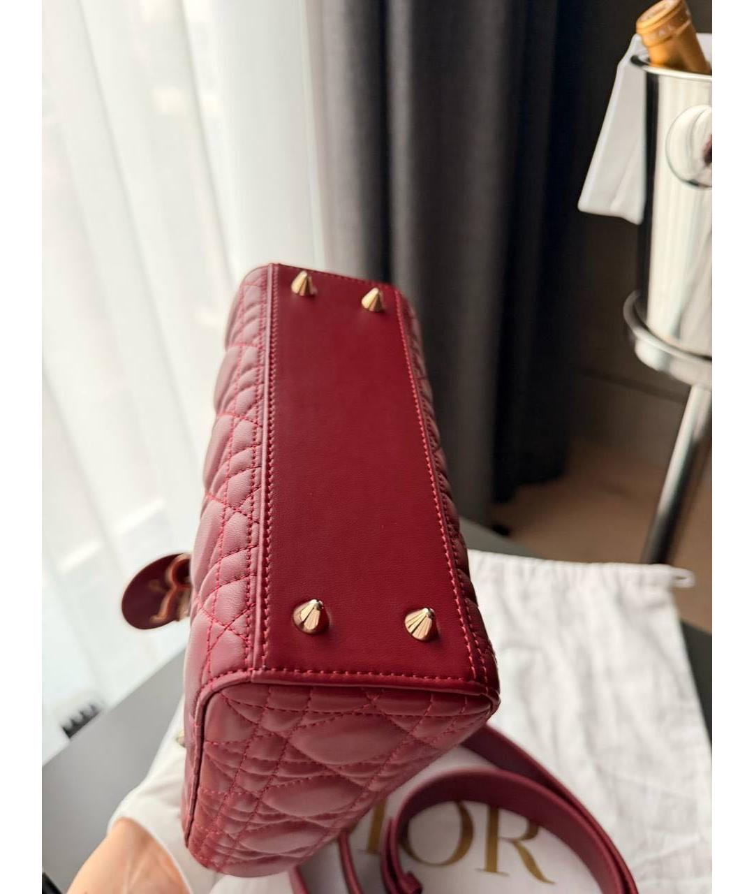 CHRISTIAN DIOR Бордовая кожаная сумка через плечо, фото 6