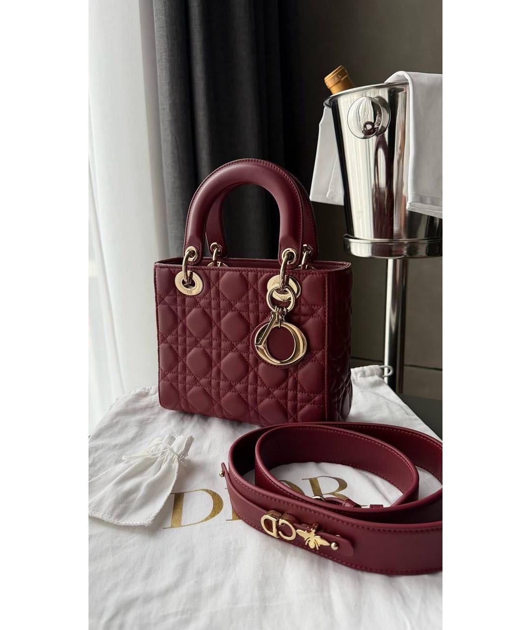 CHRISTIAN DIOR Бордовая кожаная сумка через плечо, фото 2