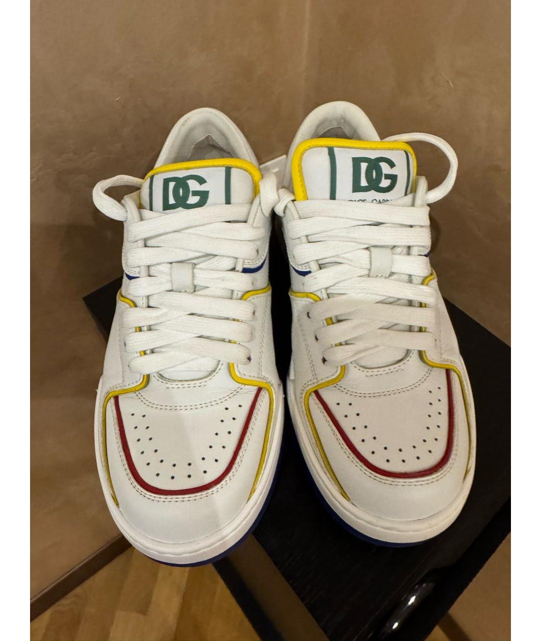 DOLCE&GABBANA Белые кожаные кеды, фото 2