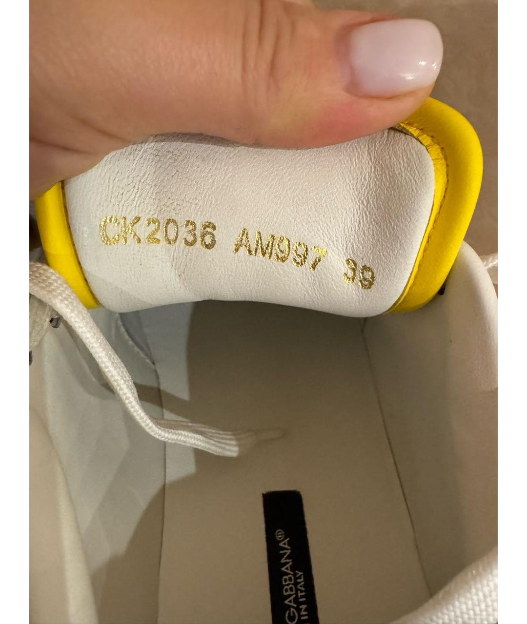 DOLCE&GABBANA Белые кожаные кеды, фото 3