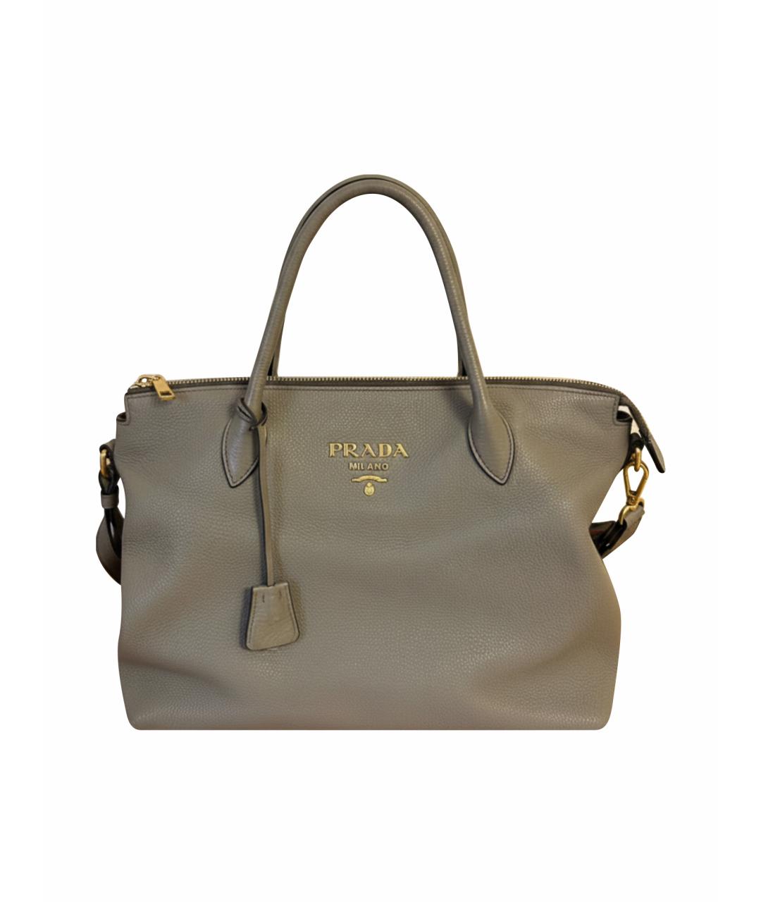 PRADA Серая кожаная сумка тоут, фото 1