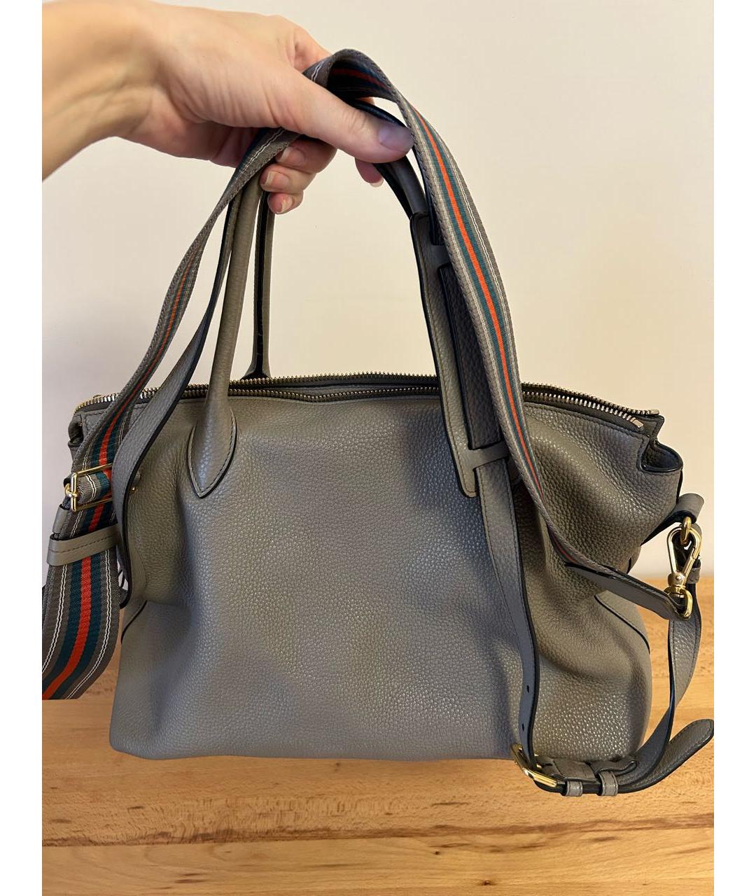 PRADA Серая кожаная сумка тоут, фото 3