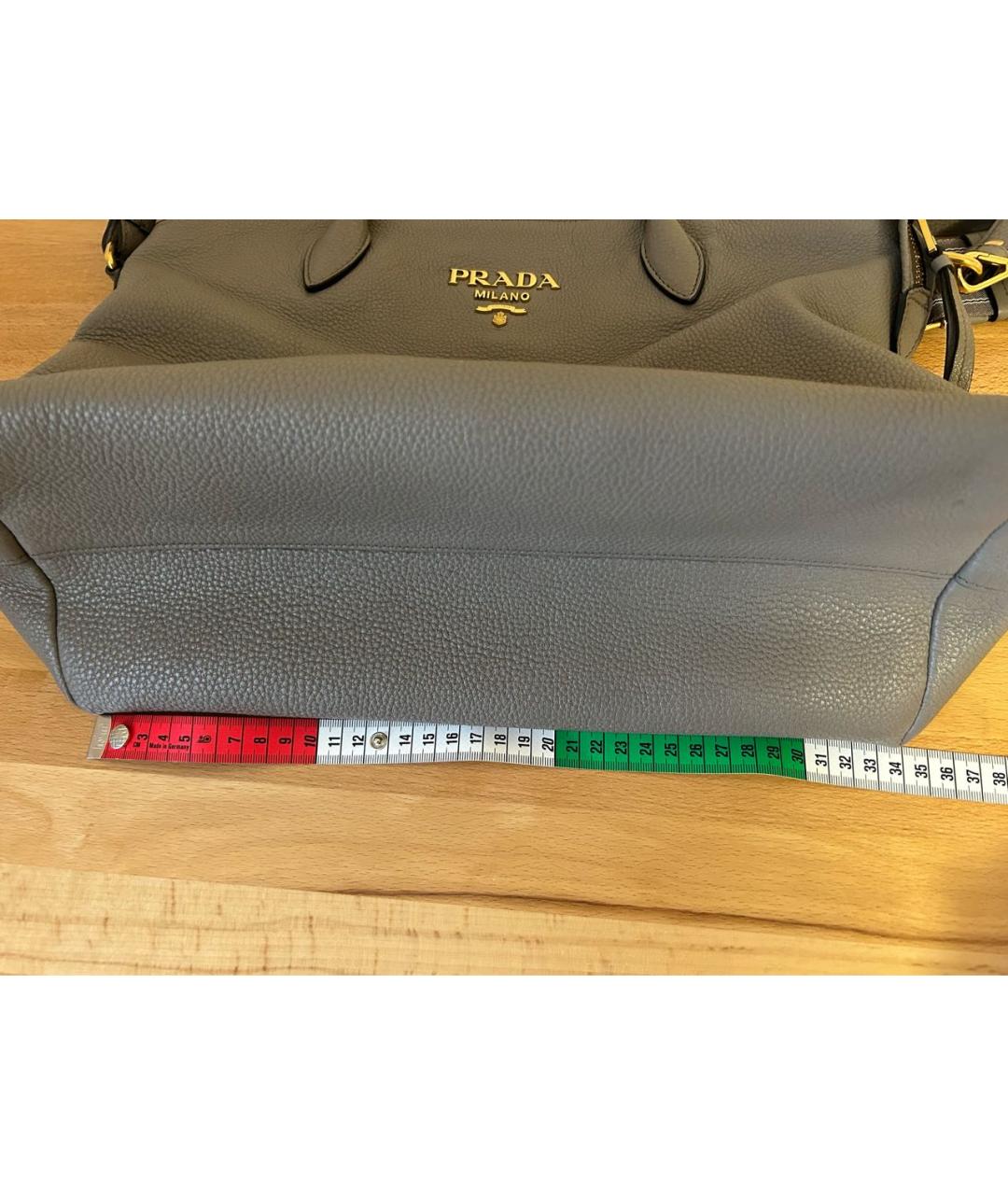 PRADA Серая кожаная сумка тоут, фото 4
