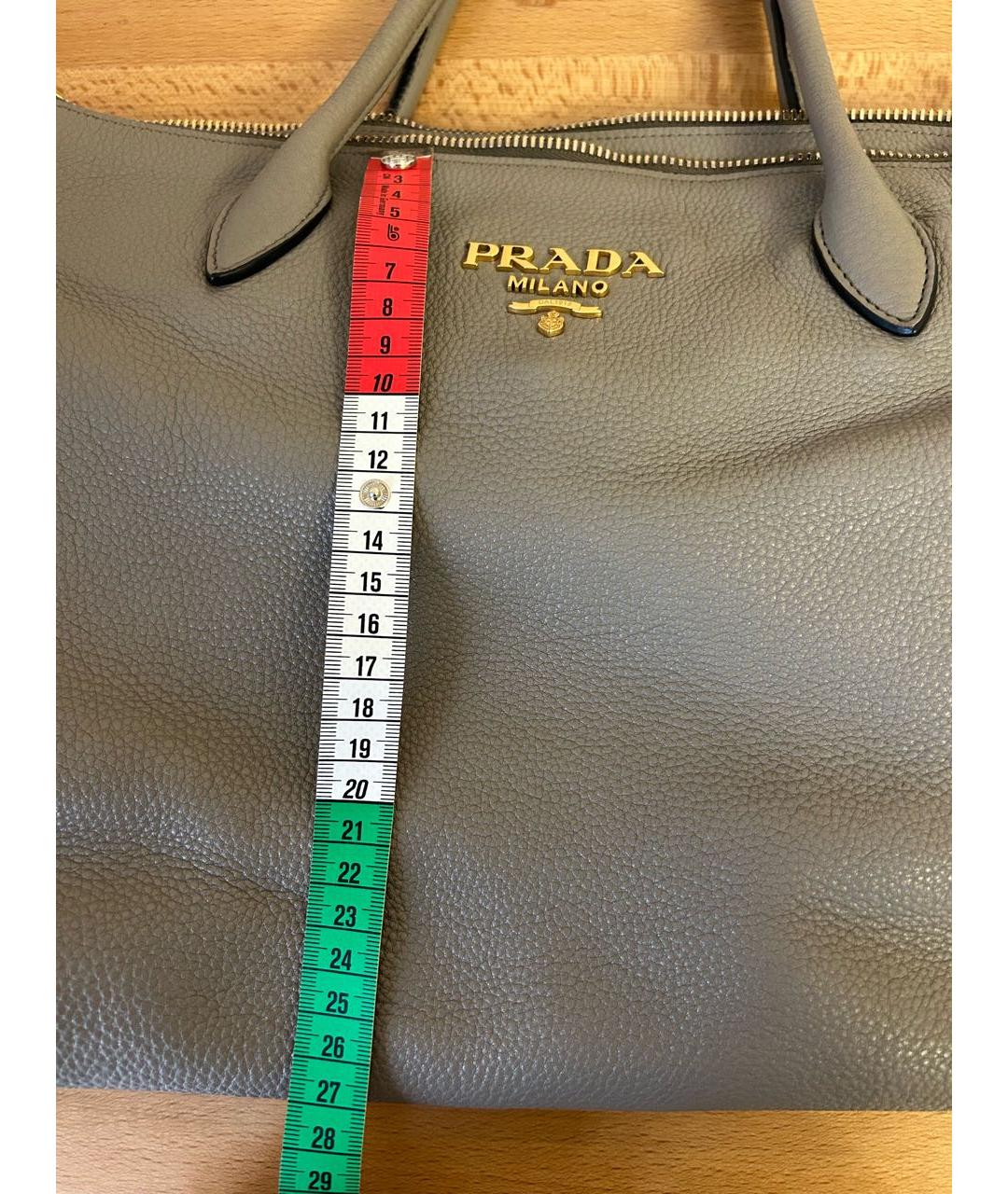 PRADA Серая кожаная сумка тоут, фото 5