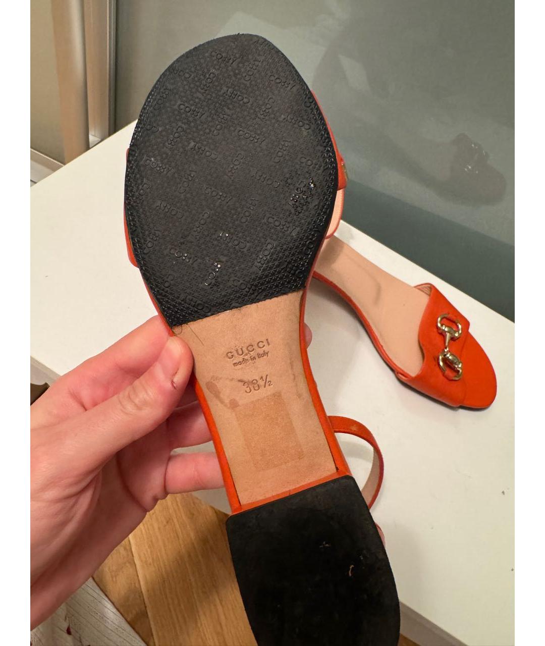 GUCCI Оранжевое кожаные босоножки, фото 6