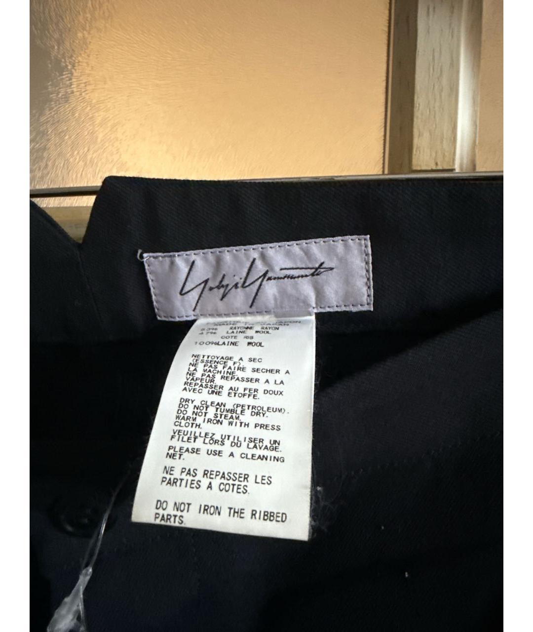 YOHJI YAMAMOTO Черные шерстяные прямые брюки, фото 5