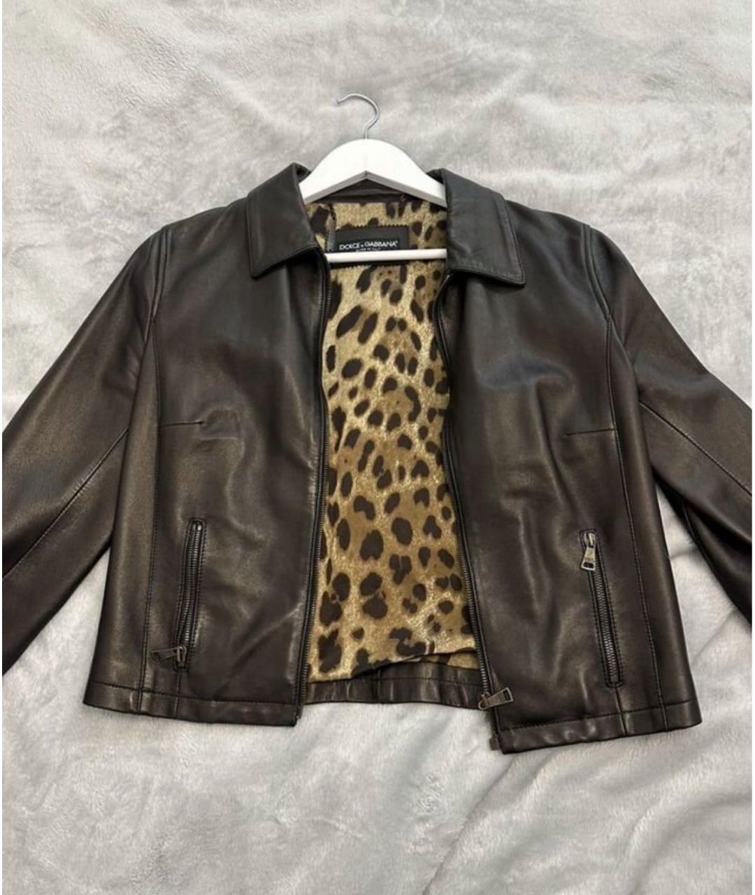 DOLCE&GABBANA Коричневая кожаная куртка, фото 2