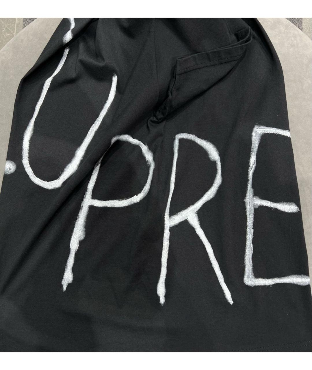 SUPREME Черная хлопковая футболка, фото 4
