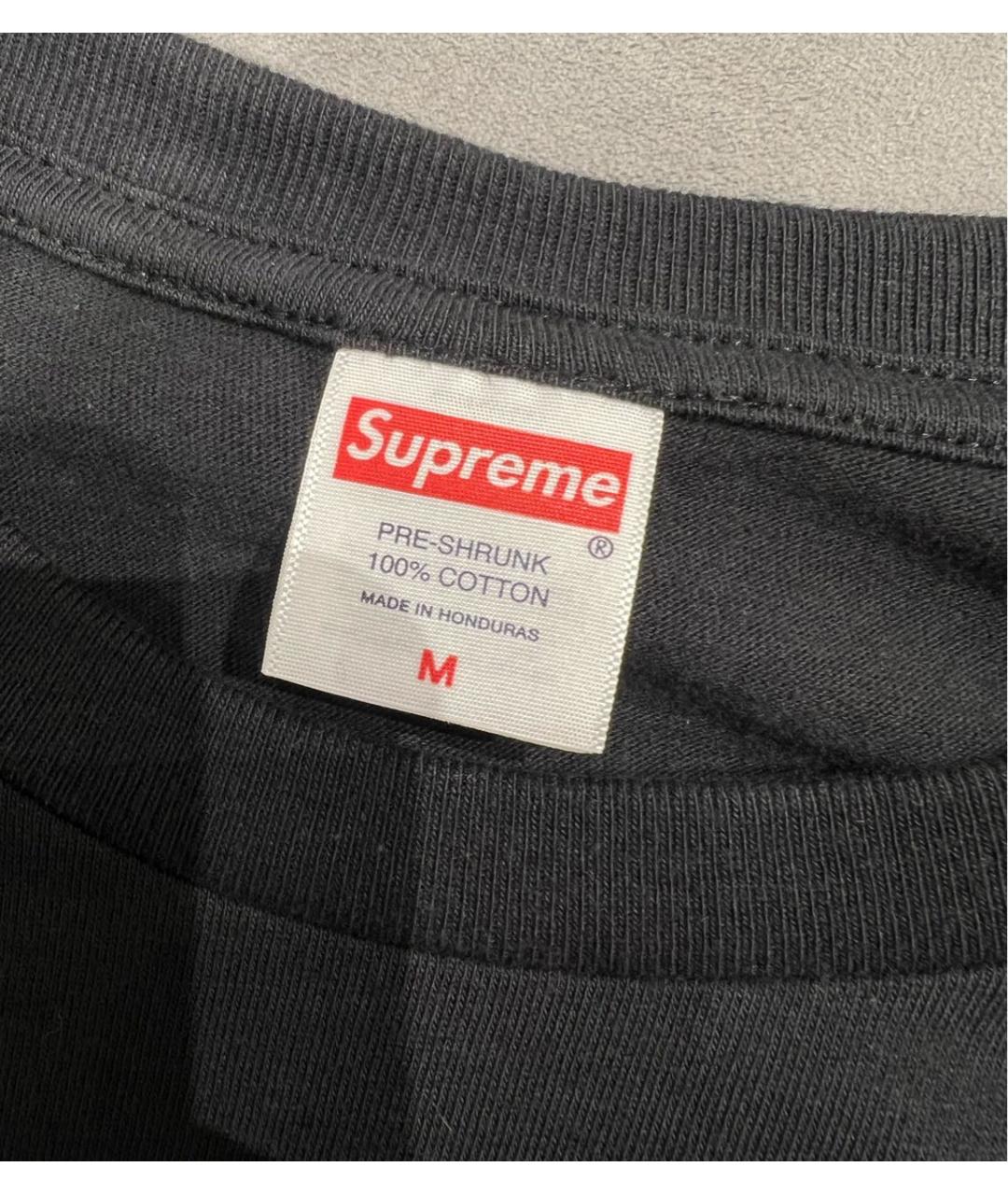 SUPREME Черная хлопковая футболка, фото 3