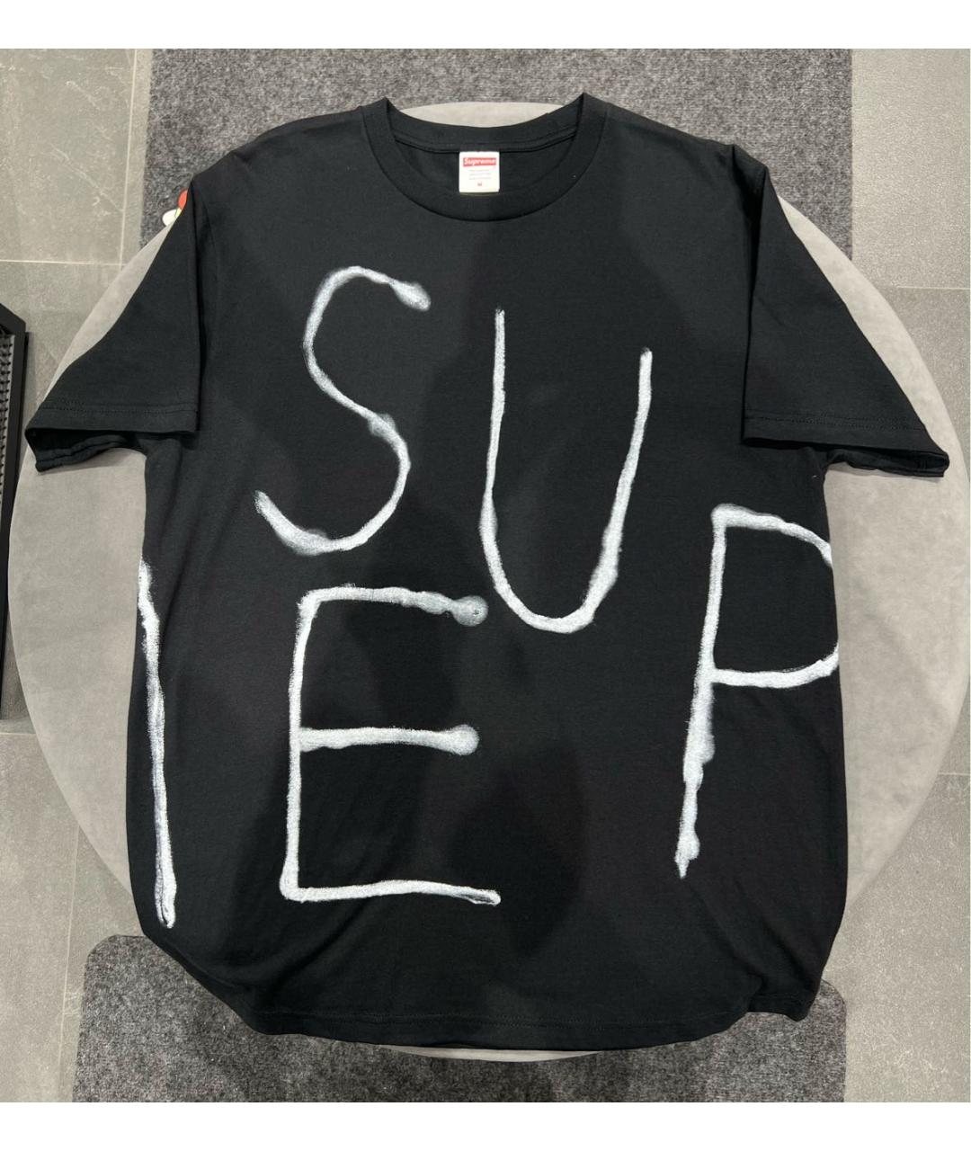 SUPREME Черная хлопковая футболка, фото 5