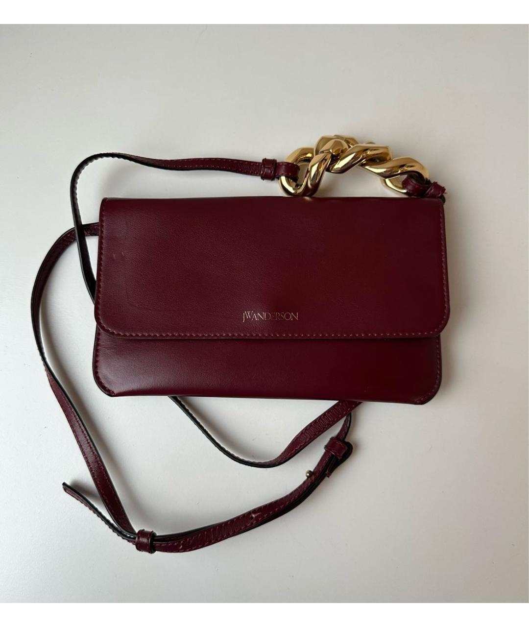 J.W.ANDERSON Бордовая кожаная сумка через плечо, фото 2