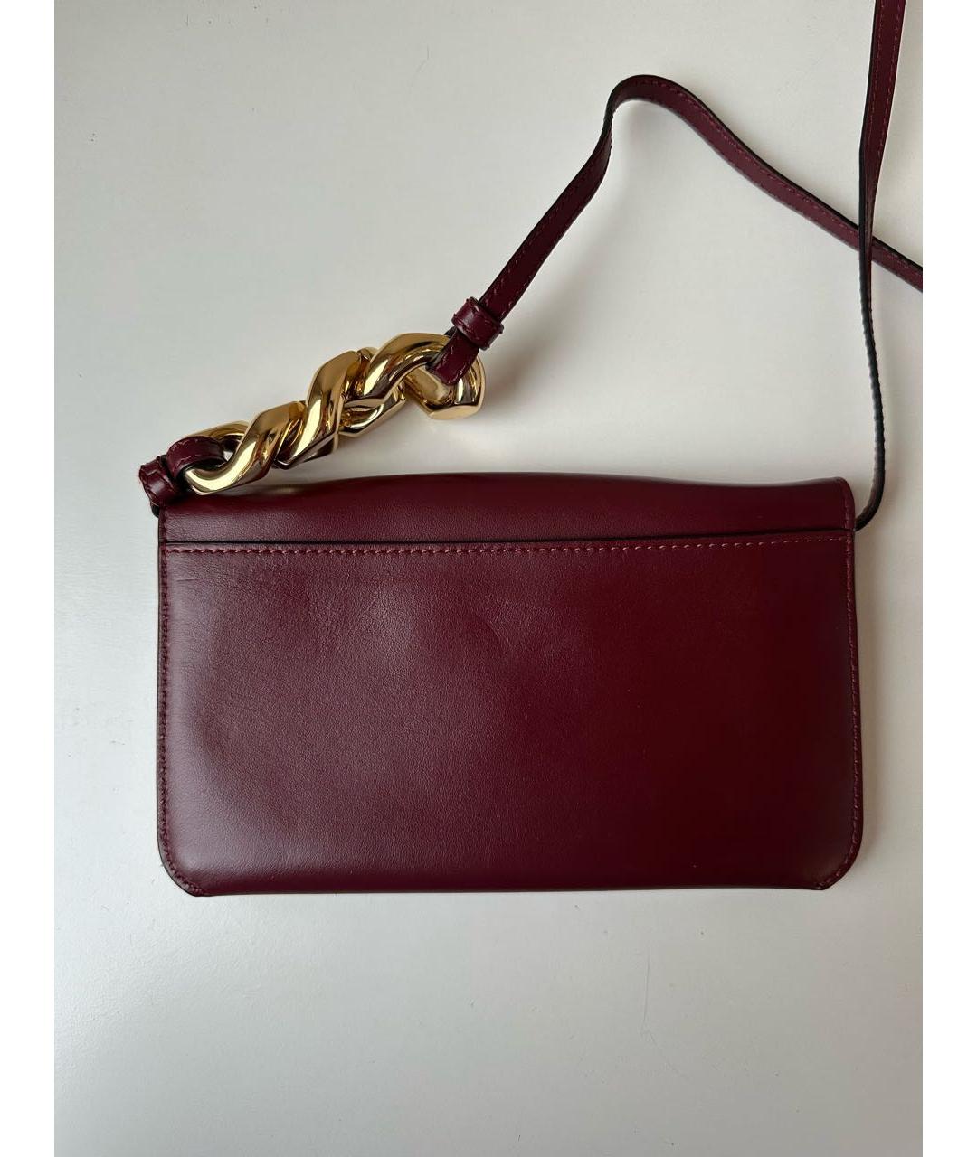 J.W.ANDERSON Бордовая кожаная сумка через плечо, фото 3