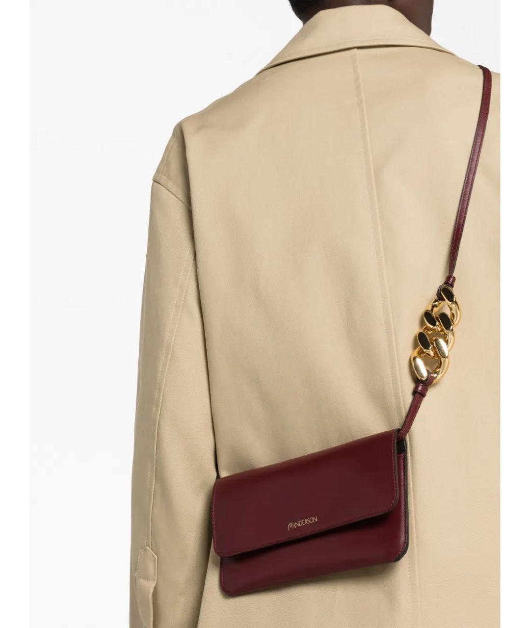 J.W.ANDERSON Бордовая кожаная сумка через плечо, фото 7