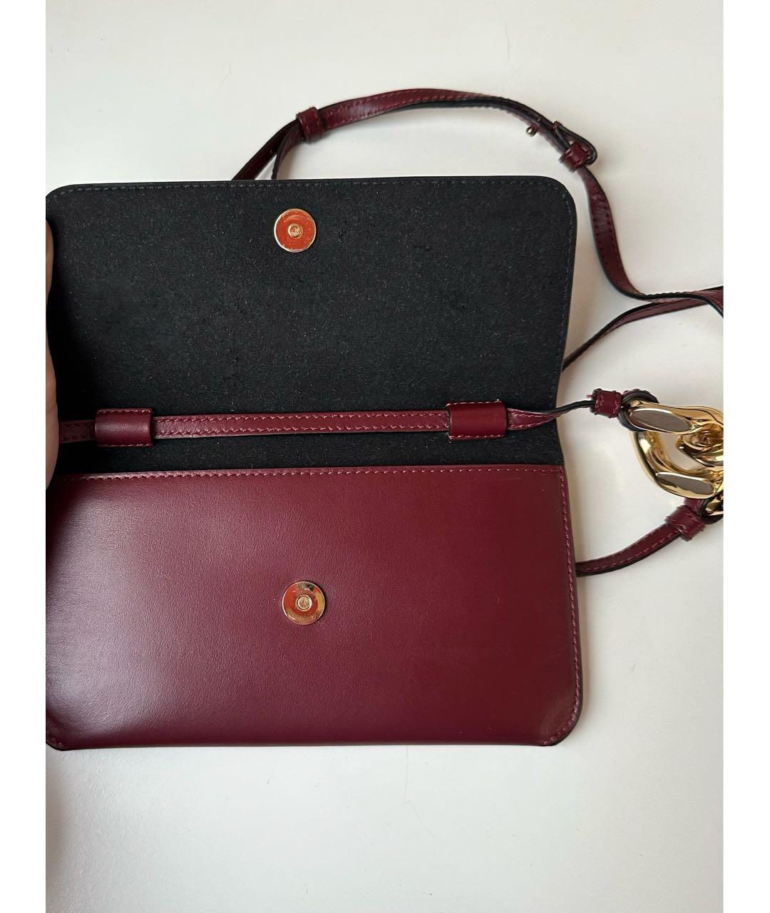 J.W.ANDERSON Бордовая кожаная сумка через плечо, фото 4