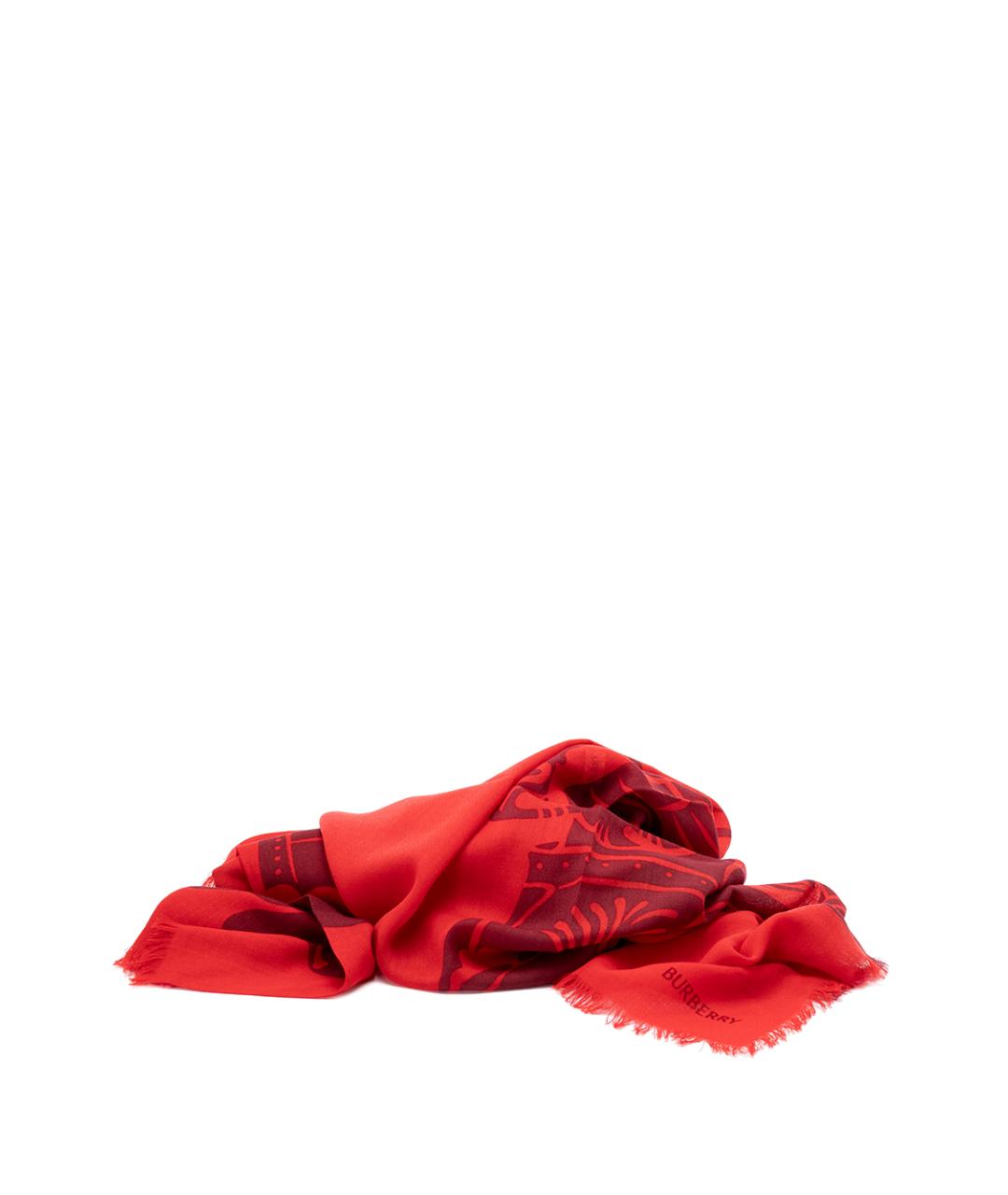 BURBERRY Красный шерстяной шарф, фото 2