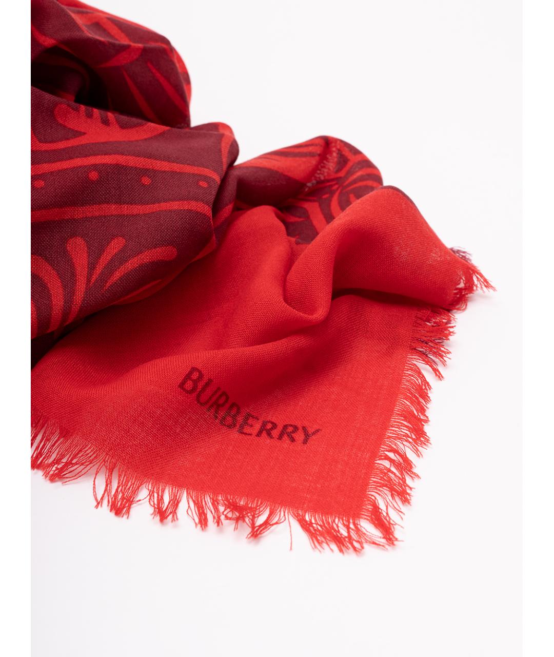 BURBERRY Красный шерстяной шарф, фото 3