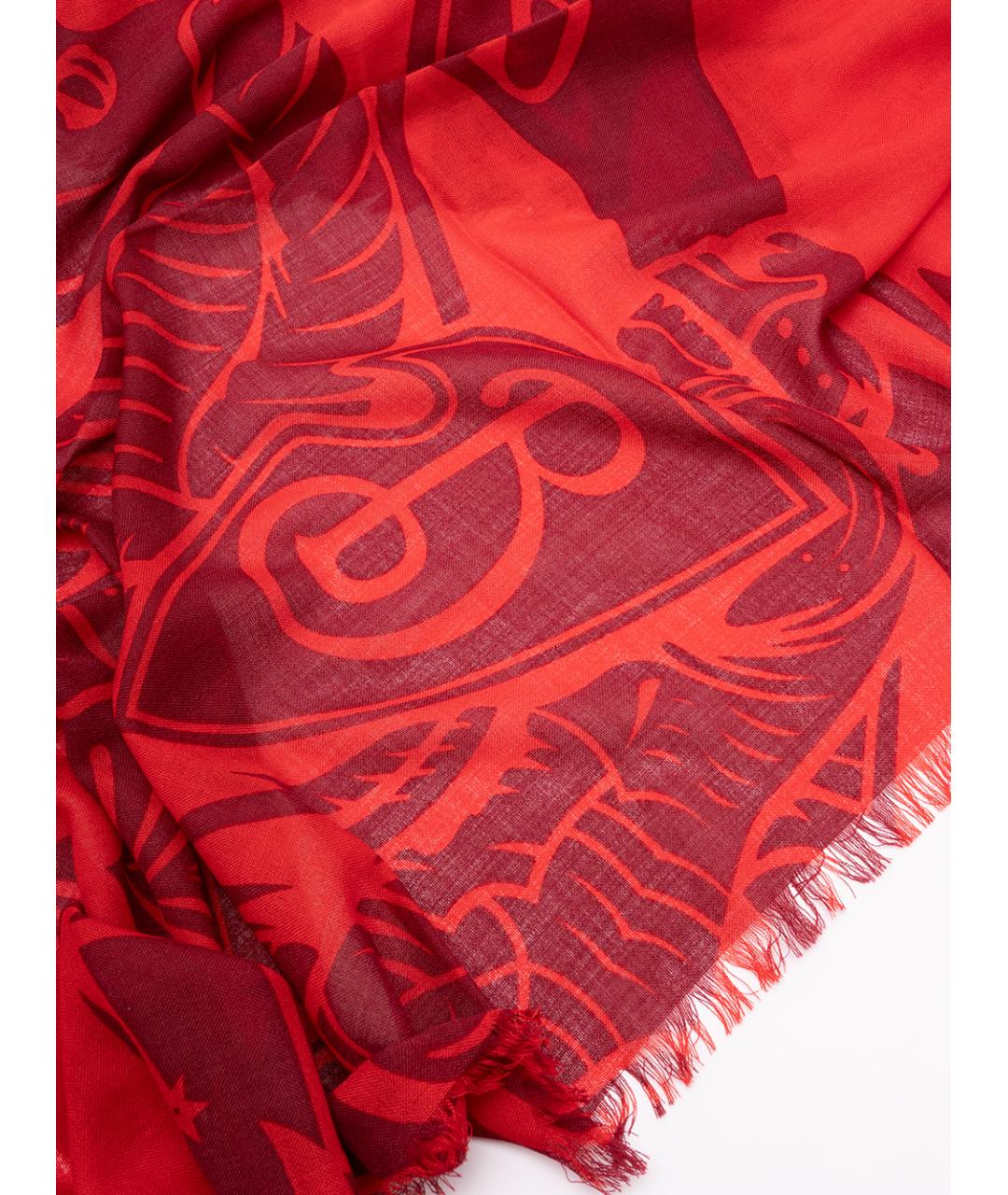 BURBERRY Красный шерстяной шарф, фото 4