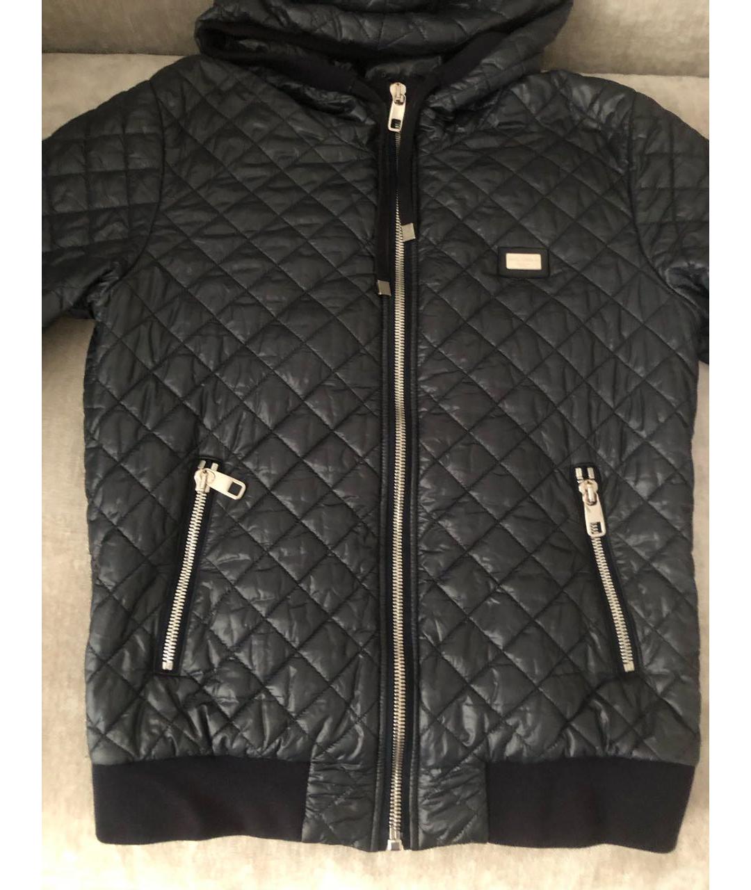 DOLCE&GABBANA Темно-синяя полиамидовая куртка, фото 4