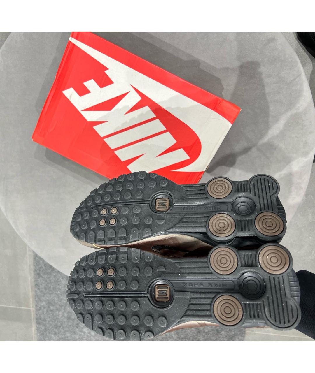 NIKE Коричневые кожаные низкие кроссовки / кеды, фото 5