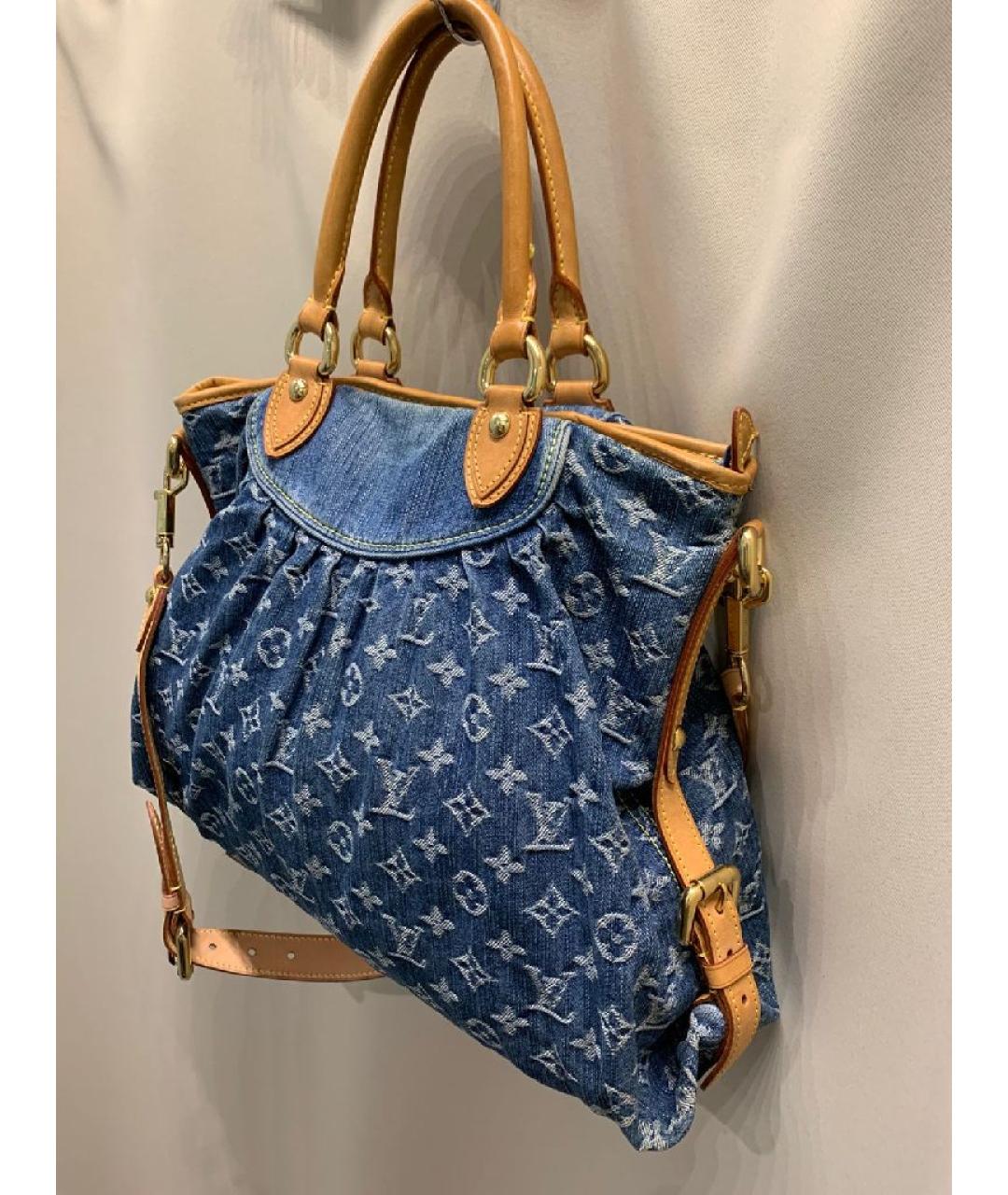 LOUIS VUITTON Голубая деним сумка тоут, фото 2