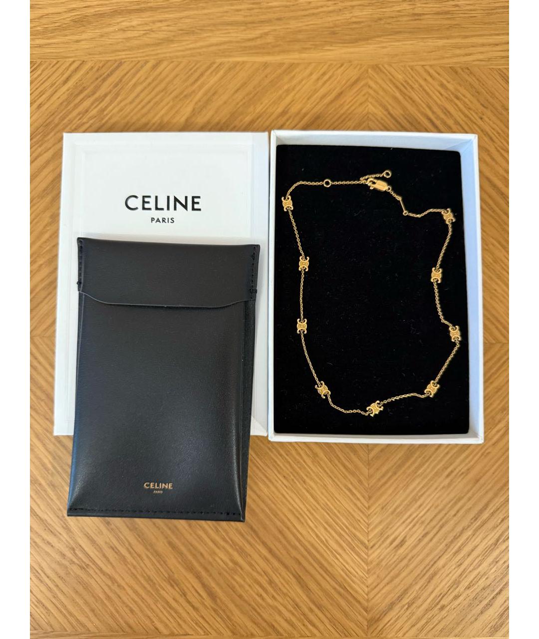 CELINE Золотое латунное колье, фото 6