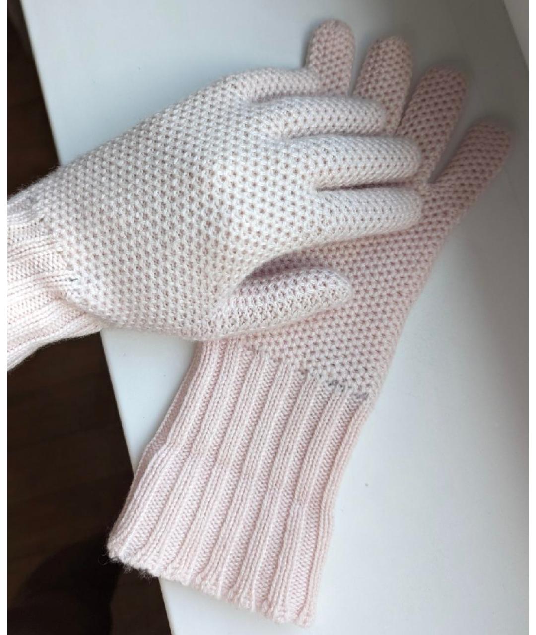 LORO PIANA Розовые кашемировые перчатки, фото 2