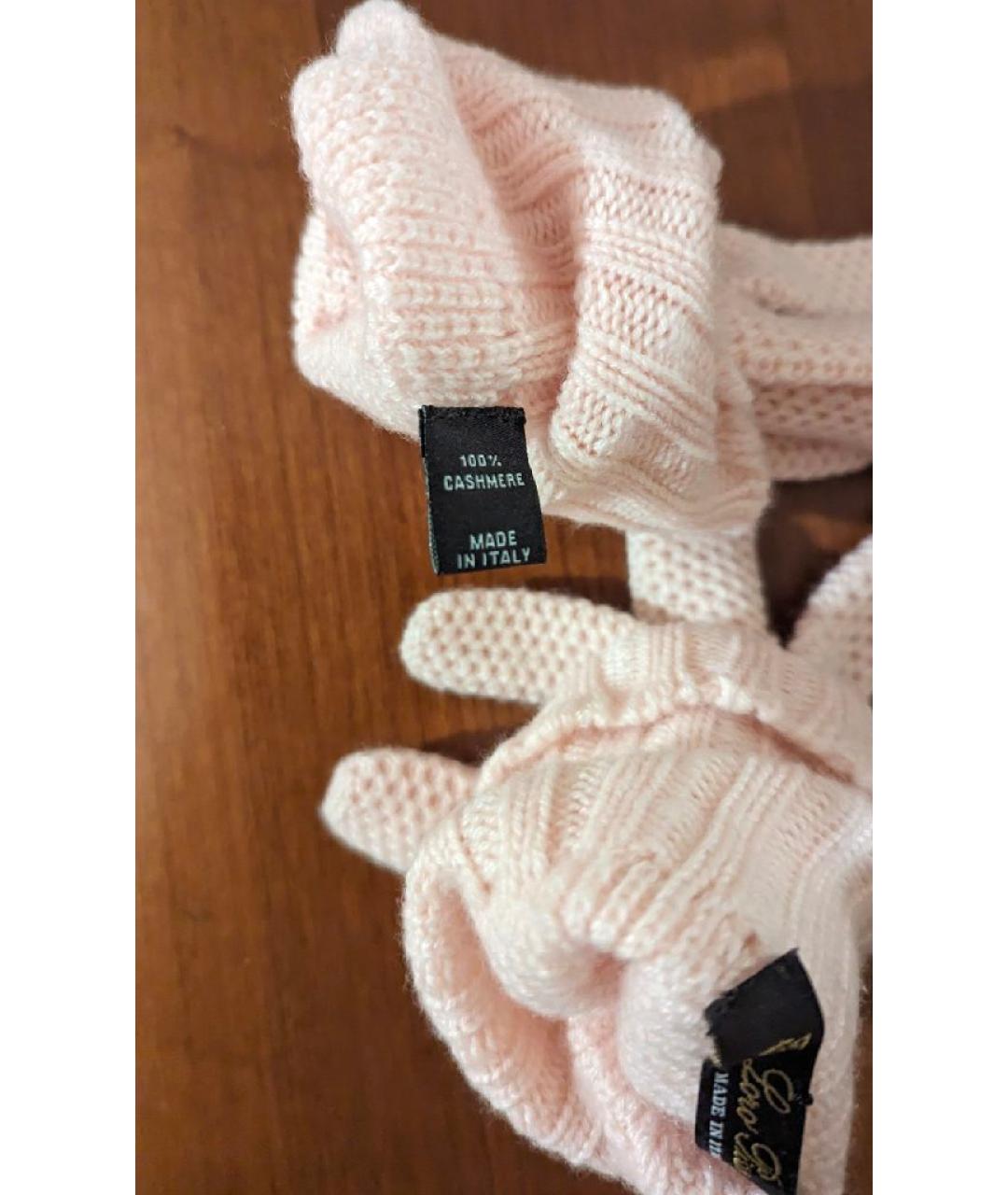 LORO PIANA Розовые кашемировые перчатки, фото 3