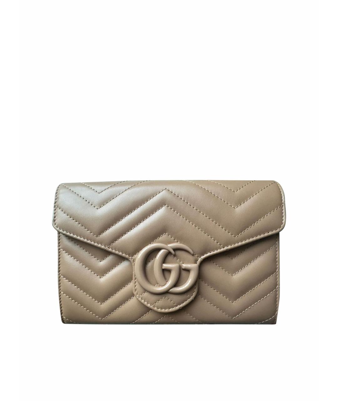 GUCCI Бежевая кожаная сумка через плечо, фото 1