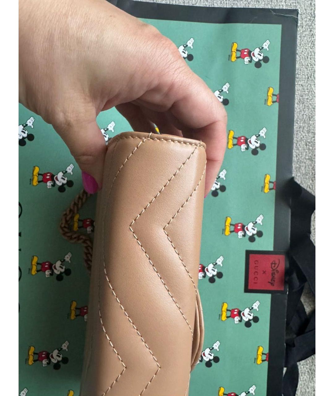 GUCCI Бежевая кожаная сумка через плечо, фото 3