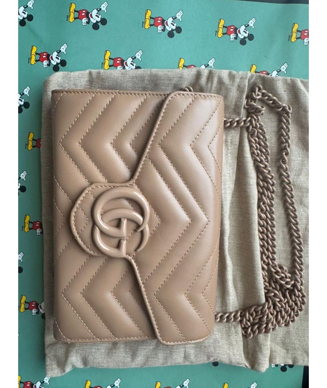 GUCCI Бежевая кожаная сумка через плечо, фото 2