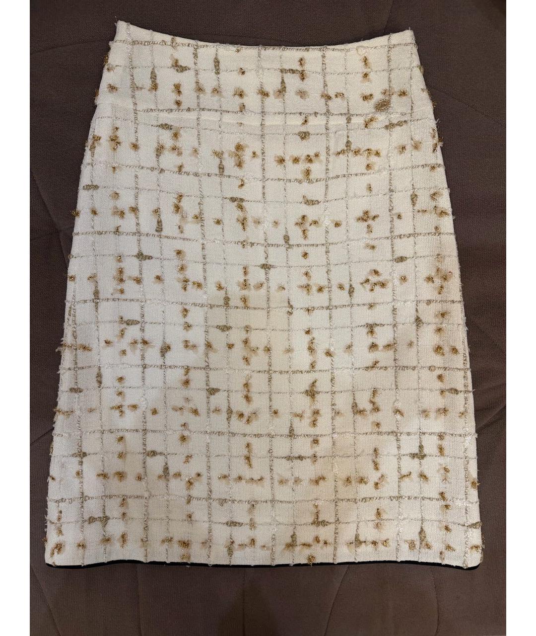 CHANEL Белая шелковая юбка миди, фото 8