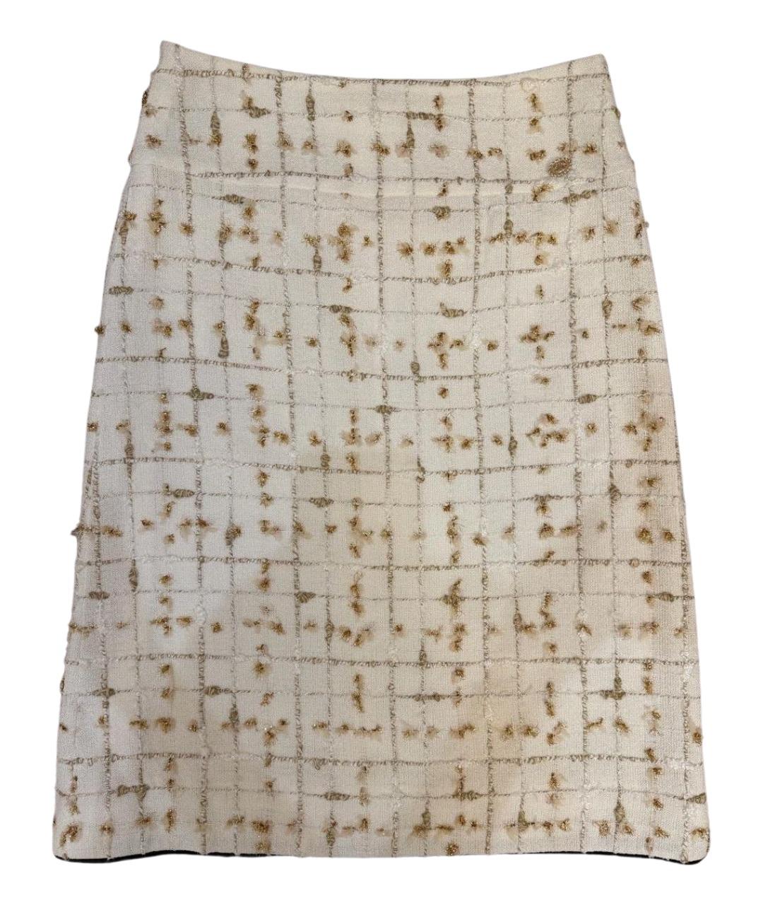 CHANEL Белая шелковая юбка миди, фото 1