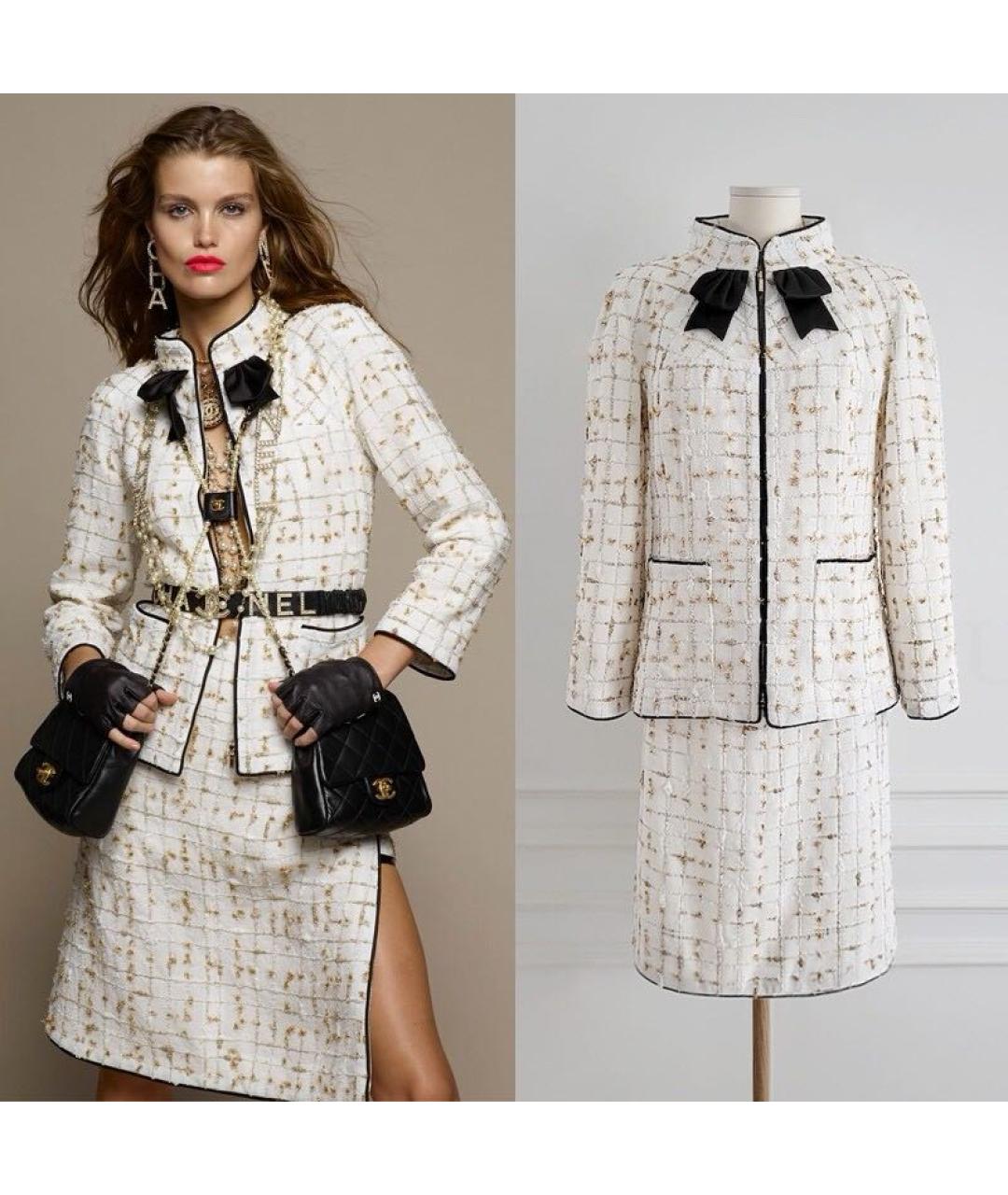 CHANEL Белая шелковая юбка миди, фото 6