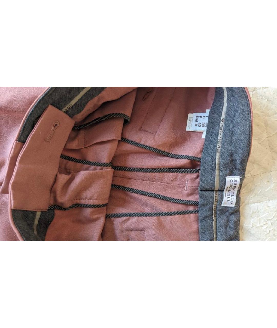 BRUNELLO CUCINELLI Коралловые шерстяные брюки широкие, фото 2