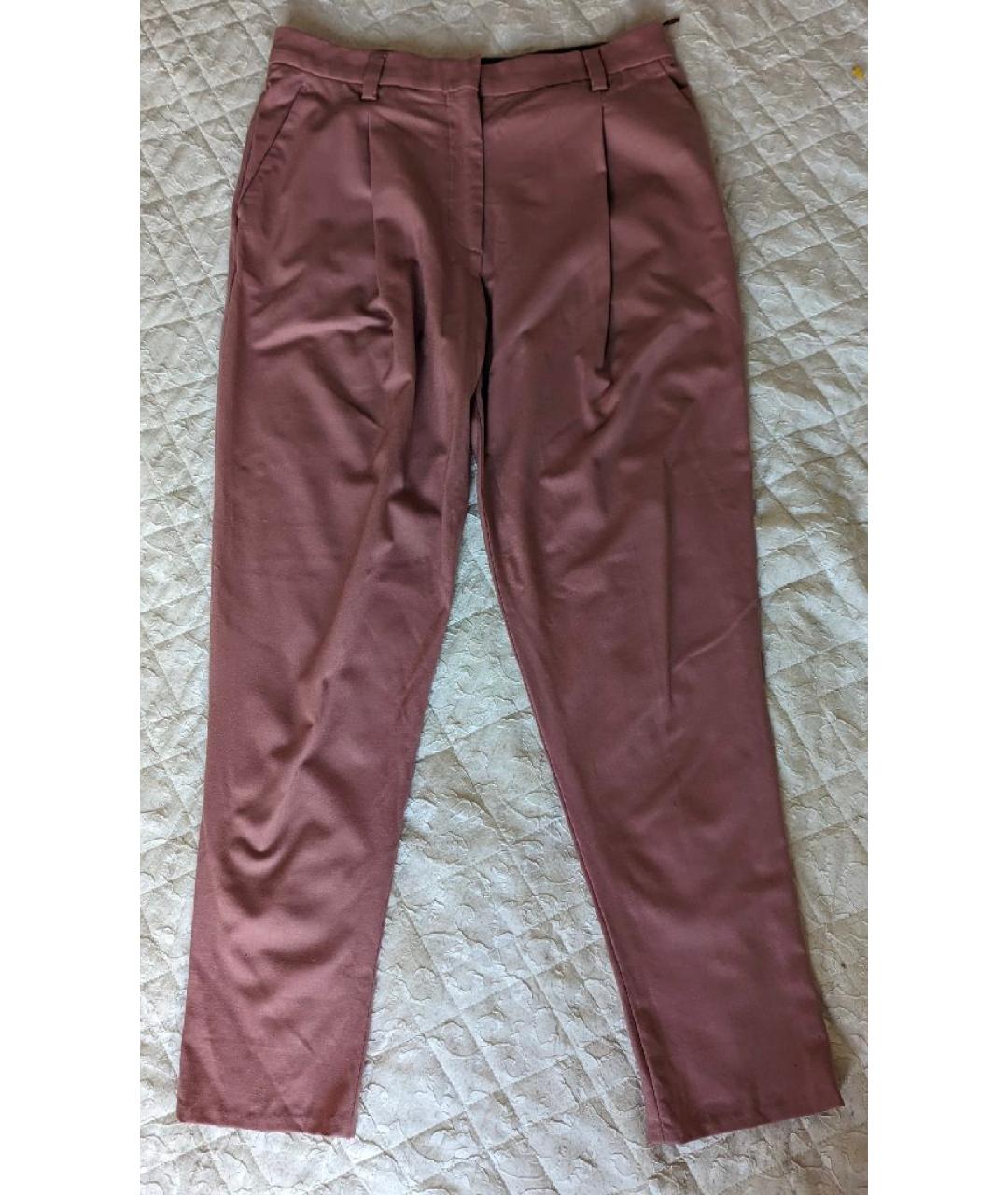 BRUNELLO CUCINELLI Коралловые шерстяные брюки широкие, фото 5