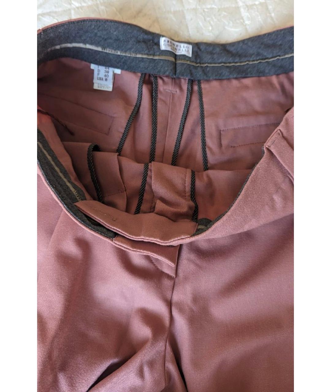 BRUNELLO CUCINELLI Коралловые шерстяные брюки широкие, фото 4