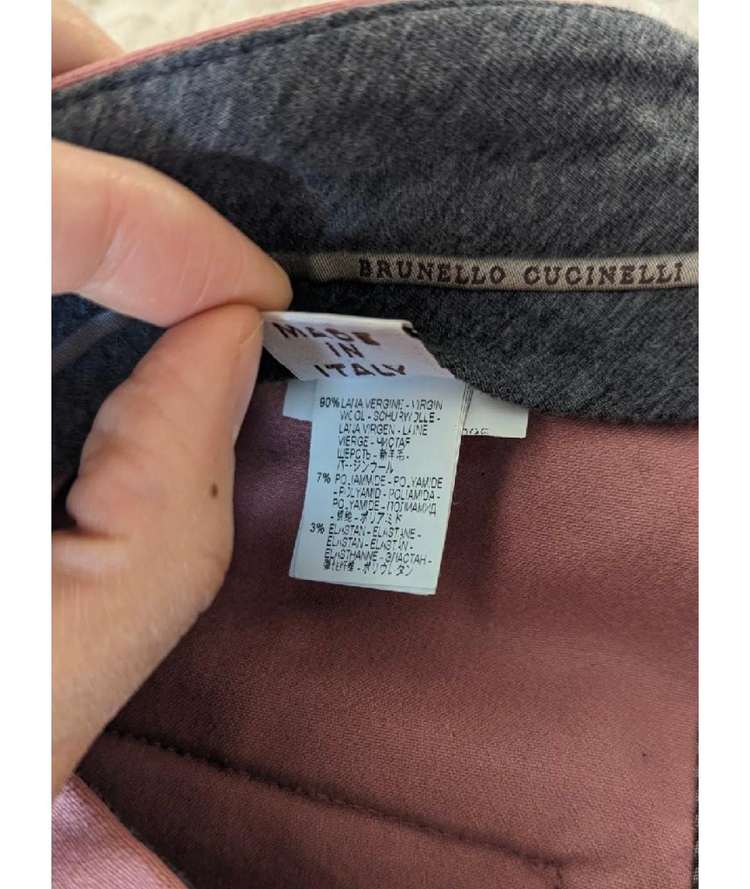 BRUNELLO CUCINELLI Коралловые шерстяные брюки широкие, фото 3