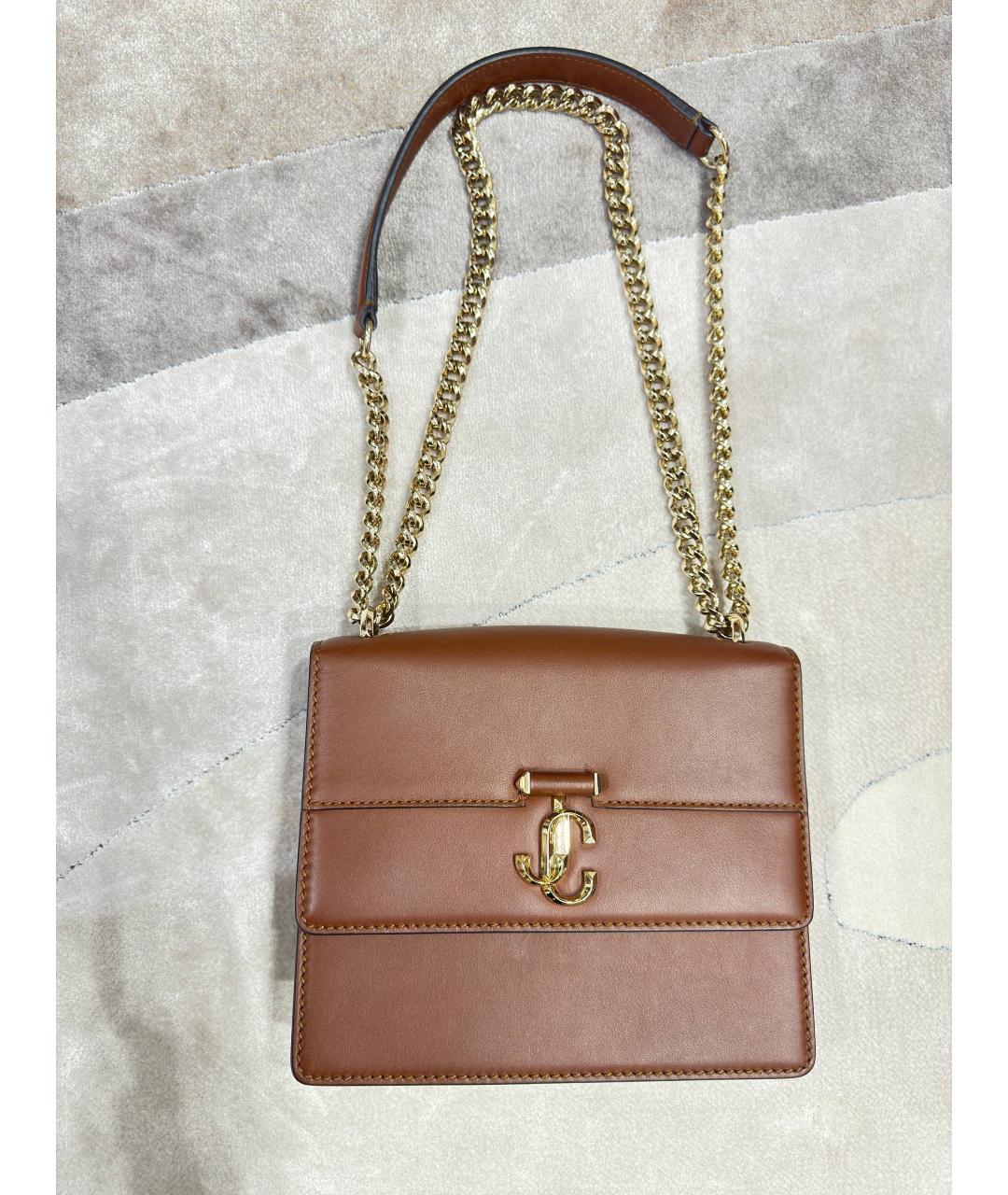 JIMMY CHOO Коричневая кожаная сумка через плечо, фото 5