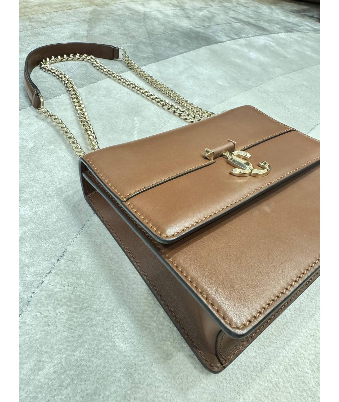 JIMMY CHOO Коричневая кожаная сумка через плечо, фото 3