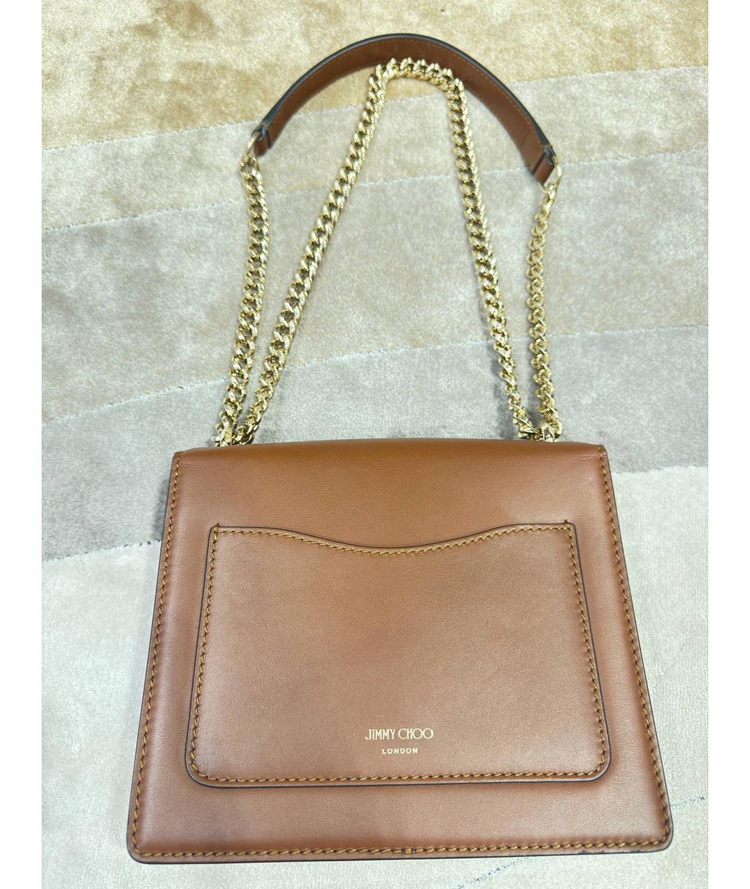 JIMMY CHOO Коричневая кожаная сумка через плечо, фото 2