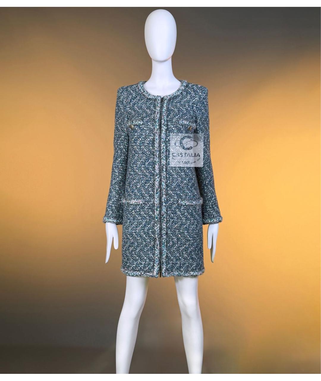 CHANEL Синее твидовое пальто, фото 3
