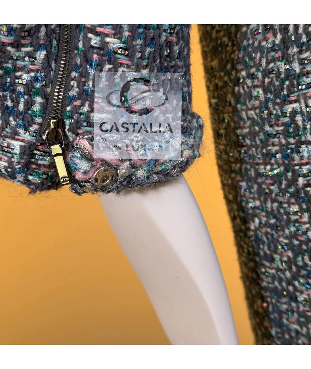 CHANEL Синее твидовое пальто, фото 6