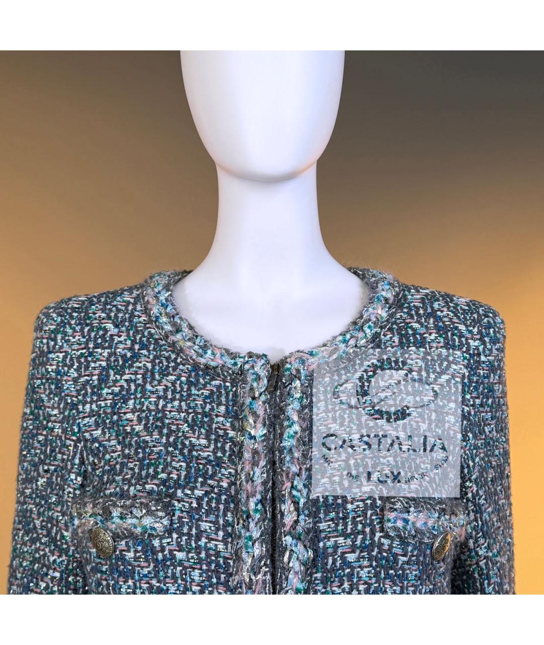 CHANEL Синее твидовое пальто, фото 4