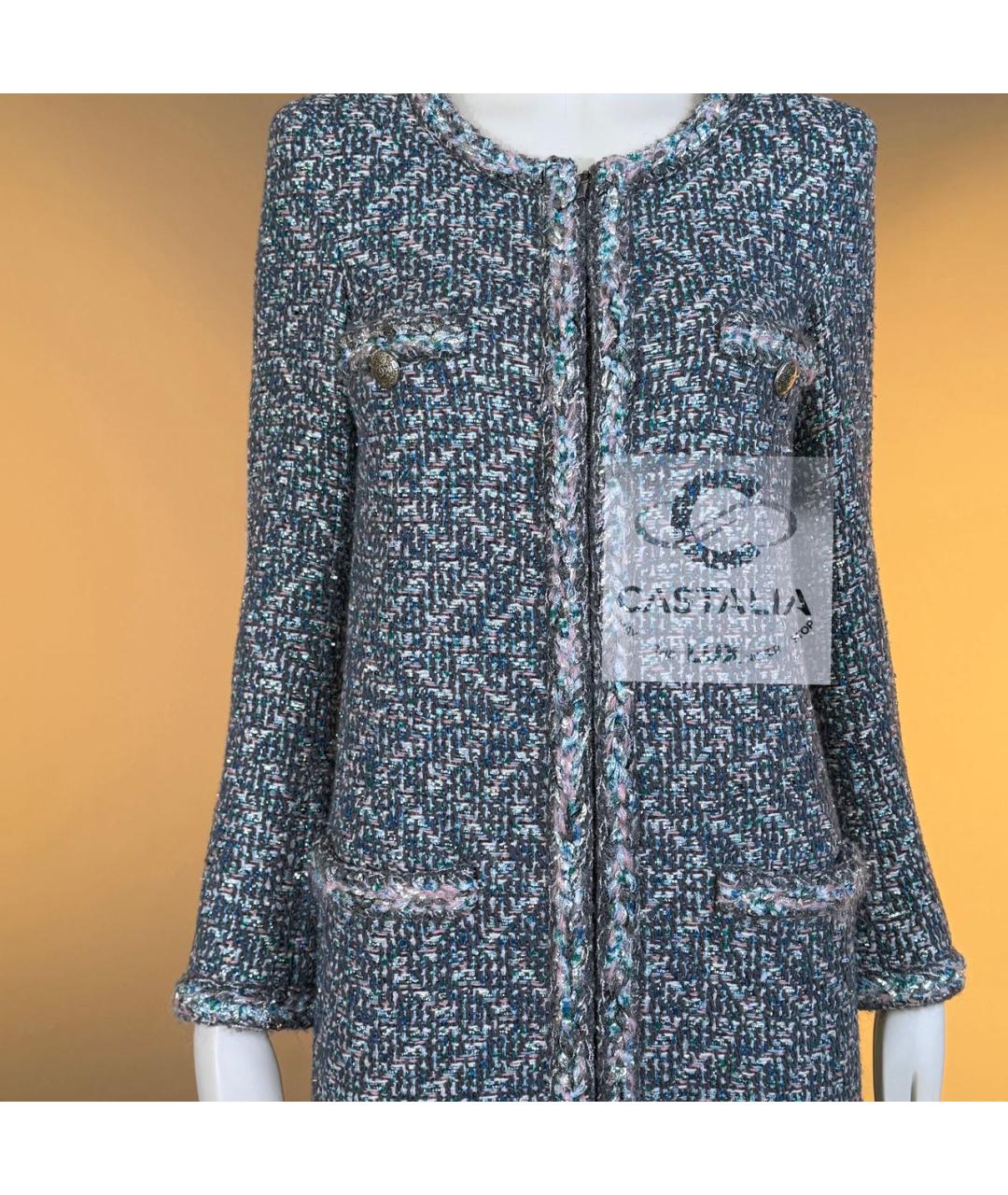 CHANEL Синее твидовое пальто, фото 5